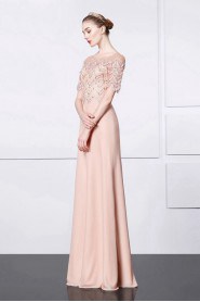 Sheath / Column Scoop Evening / Prom Dress with Beading