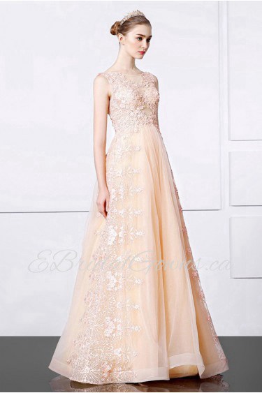 Ball Gown Scoop Evening / Prom Dress with Beading