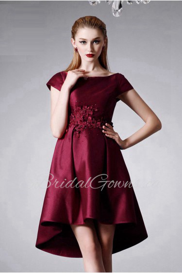 Asymmetrical Bateau Evening / Prom Dress with Beading