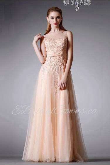 Sheath / Column Scoop Evening / Prom Dress with Flower(s)