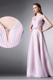 Sheath / Column V-neck Evening / Prom Dress with Rhinestone