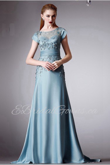 Sheath / Column Scoop Evening / Prom Dress with Flower(s)