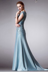 Sheath / Column Scoop Evening / Prom Dress with Flower(s)