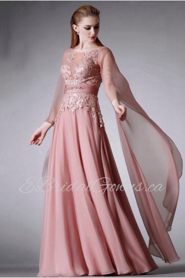 Ball Gown Scoop Evening / Prom Dress with Flower(s)