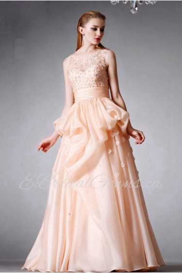 Sheath / Column Scoop Evening / Prom Dress with Flower(s)