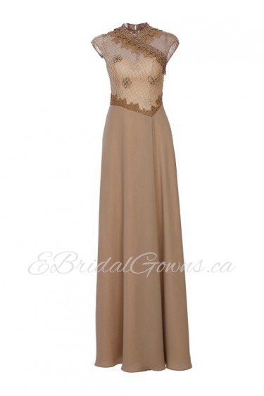 Sheath / Column High Neck Evening / Prom Dress with Embroidery