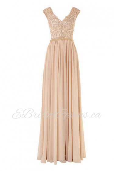 Sheath / Column V-neck Evening / Prom Dress with Rhinestone