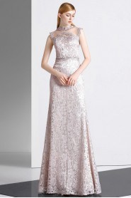 Sheath / Column High Neck Evening / Prom Dress with Beading