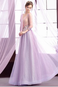 Ball Gown V-neck Evening / Prom Dress with Flower(s)