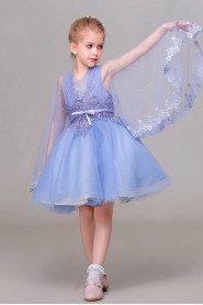 A-line V-neck Tulle Flower Girl Dress