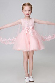 A-line V-neck Tulle Flower Girl Dress