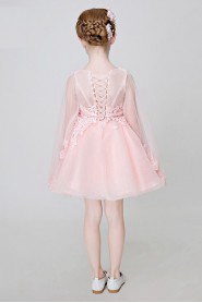 A-line V-neck Tulle Flower Girl Dress