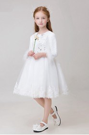 A-line 3/4 Length Sleeve Flower Girl Dress