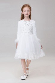 A-line 3/4 Length Sleeve Flower Girl Dress