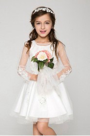 Lace A-line Long Sleeve Flower Girl Dress