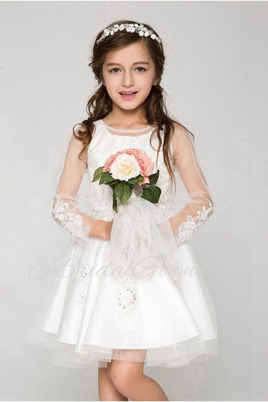 Lace A-line Long Sleeve Flower Girl Dress