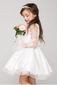 Lace A-line Long Sleeve Flower Girl Dress