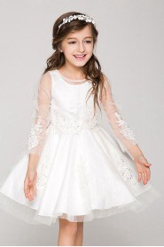 Lace A-line Long Sleeve Flower Girl Dress