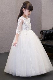 Long Sleeve Lace A-line Flower Girl Dress