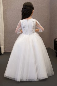 Long Sleeve Lace A-line Flower Girl Dress