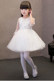 Long Sleeve Lace A-line Flower Girl Dress