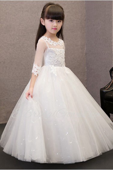 A-line Long Sleeve Flower Girl Dress