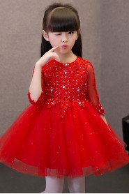 Long Sleeve A-line Lace Flower Girl Dress