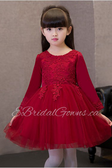 A-line Long Sleeve Lace Flower Girl Dress