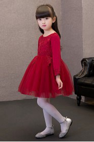 A-line Long Sleeve Lace Flower Girl Dress