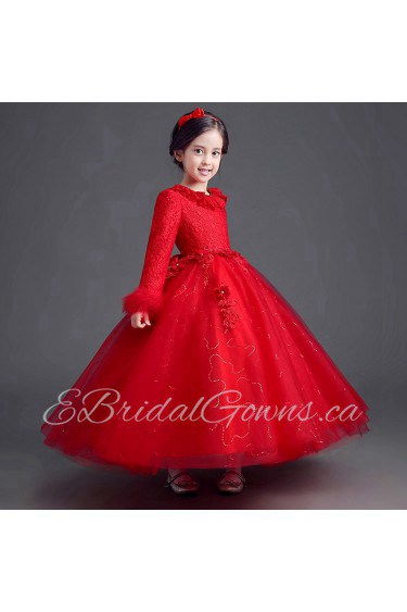 A-line Long Sleeve Lace Flower Girl Dress