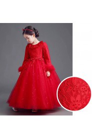 A-line Long Sleeve Lace Flower Girl Dress