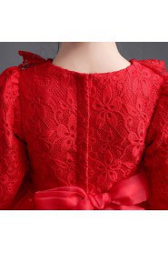 A-line Long Sleeve Lace Flower Girl Dress
