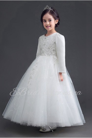 Lace Long Sleeve A-line Flower Girl Dress