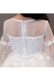 Lace Long Sleeve A-line Flower Girl Dress