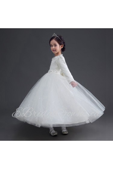 A-line Long Sleeve Lace Flower Girl Dress