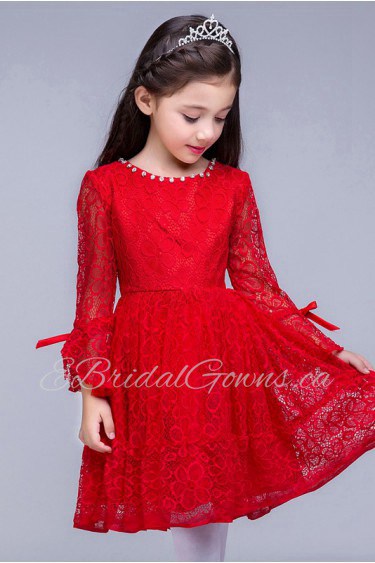 A-line Long Sleeve Lace Flower Girl Dress