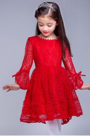 A-line Long Sleeve Lace Flower Girl Dress