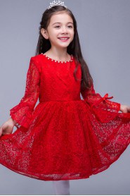 A-line Long Sleeve Lace Flower Girl Dress