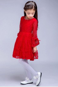 A-line Long Sleeve Lace Flower Girl Dress