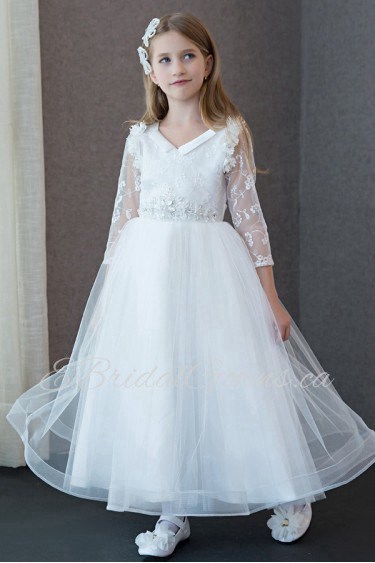 Long Sleeve A-line Flower Girl Dress