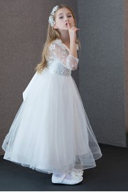 Long Sleeve A-line Flower Girl Dress