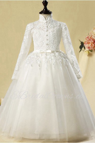 A-line Long Sleeve Flower Girl Dress