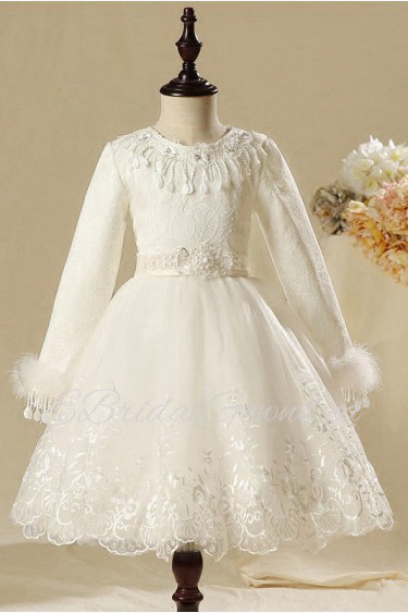 A-line Long Sleeve Flower Girl Dress