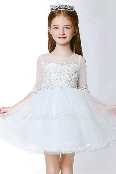 Long Sleeve Lace A-line Flower Girl Dress